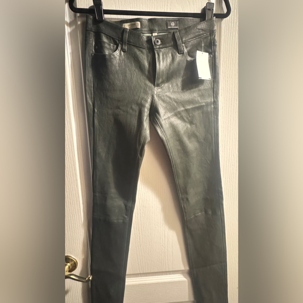 AG Adriano Goldshmied NWT Black Lamb skin (leather) size 27